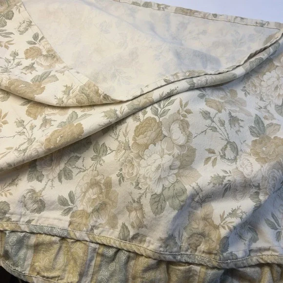 Vtg Waverly Decor 5 Valances 66x18 Butter Yellow Roses Sage Green & 4 Napkins